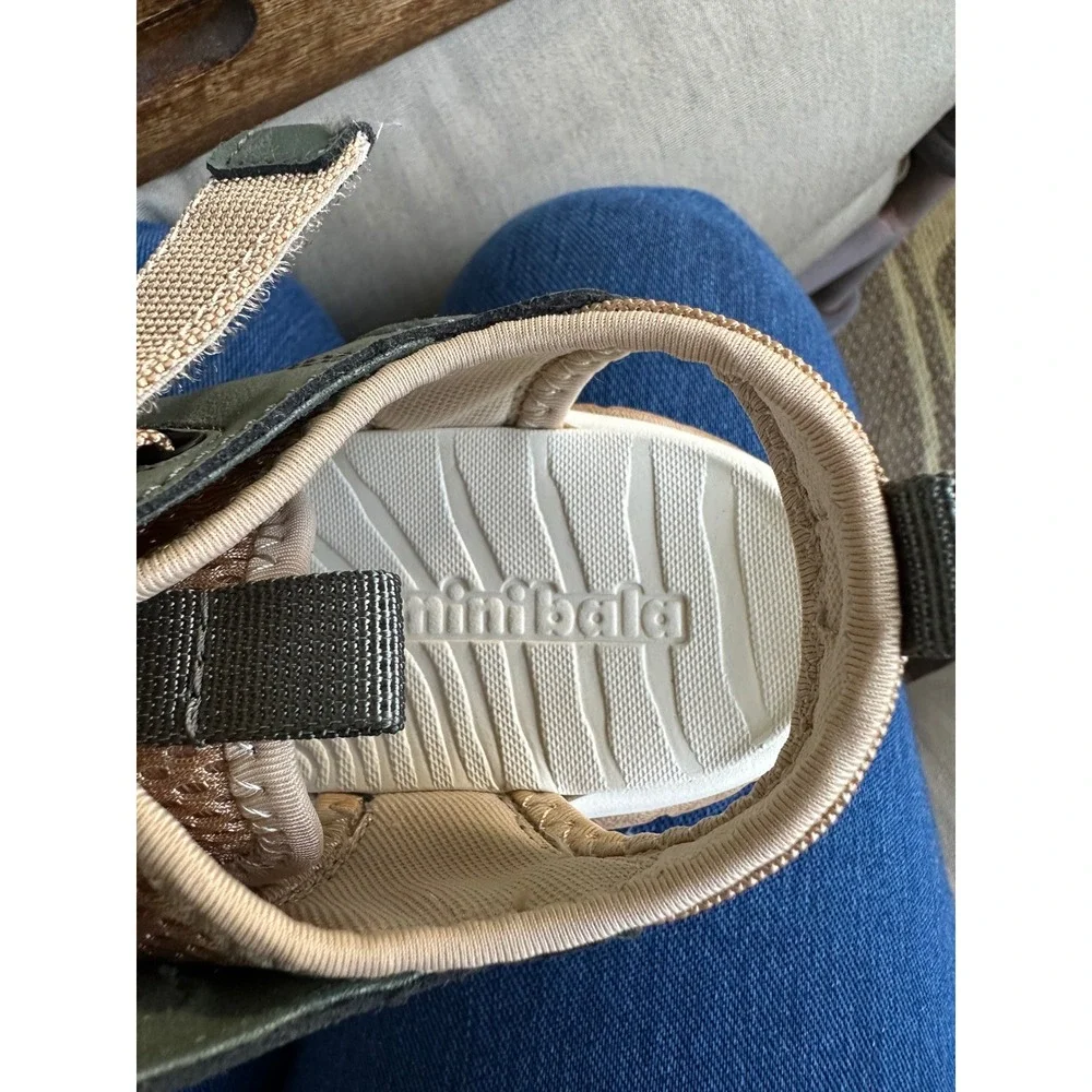 Mini Bala Kids Sport Sandals Olive Green Tan Chunky‎ Sole Adj Straps 2.5  NWTs